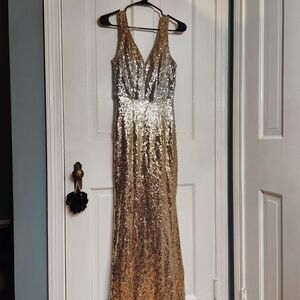 Gold/Silver Sequin Gown